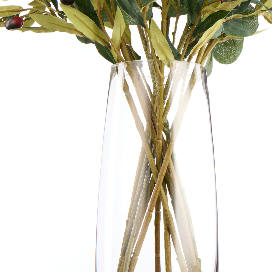 Florence Arrangement – Olive & Eucalyptus in Glass (70x70x86cm)
