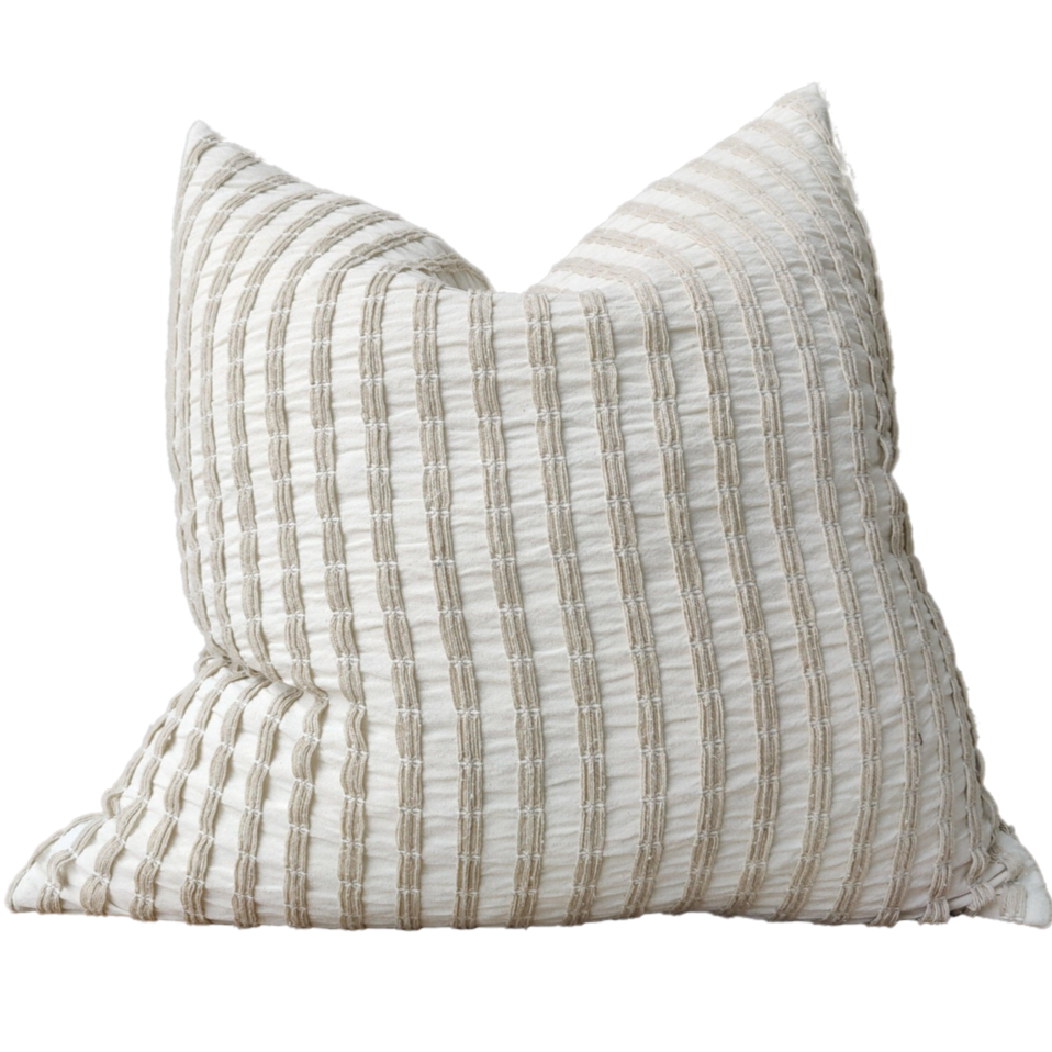 Atelier Jacquard Cushion - Striped - Feather Fill - 55 x 55 cm