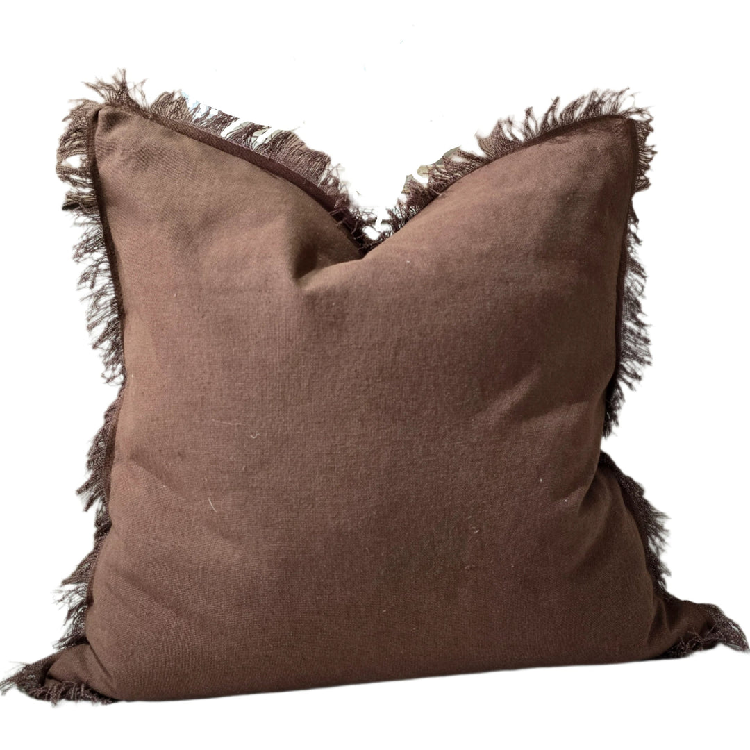 Hearth Fringe Cushion - Pinecone - Feather Fill - 55x55cm