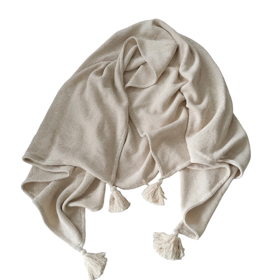 Waffle Texture Linen-Cotton Throw