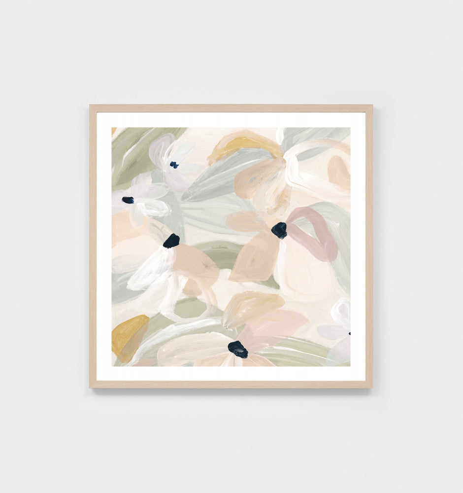 Whispering Blooms Framed Print Artwork 83x83cm